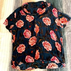 ASOS Blue Floral Revere Collar Shirt